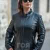 Дамско вталено кожено яке VK- A 3 от ГОЯ Leather. Нов втален модел за сезон пролет и есен. 100% естествена агнешка кожа.