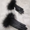 Дамски ръкавици R-08 от ГОЯ Leather. Дамски кожени ръкавици от естествена кожа с гарнитура от лисица.