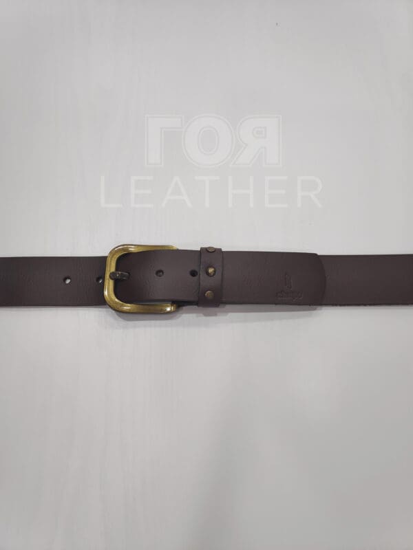 Кафяв колан естествена кожа от ГОЯ Leather. 100% естествена телешка кожа. Нов модел мъжки колан.