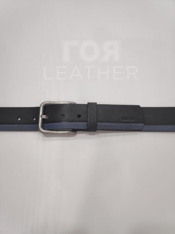 Кожен колан черно и синьо от ГОЯ Leather. 100% телешка кожа. Нов модел колан за дънки.