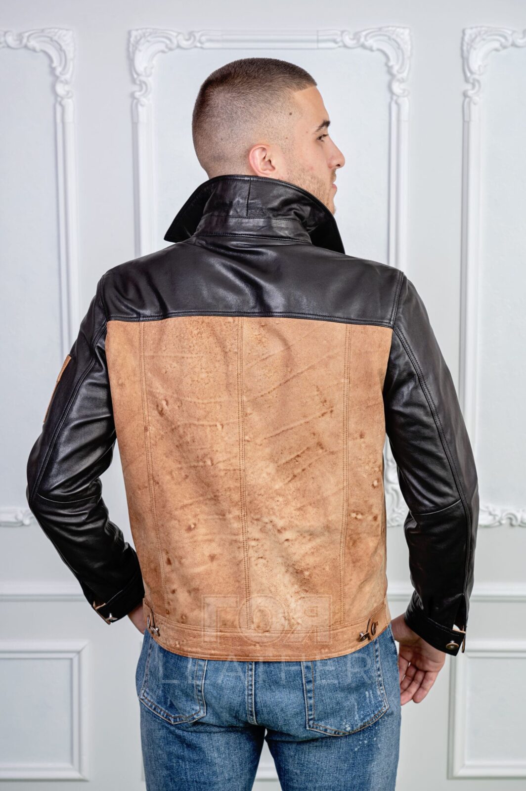 Мъжко кожено яке винтидж в стил деним от ГОЯ Leather