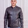 Мъжко кожено яке от ГОЯ Leather. Модел с изчистена и елегантна линия, изработен от релефна агнешка кожа. Нов модел колекция 2021 г.