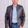 Мъжко кожено яке от ГОЯ Leather. Модел с изчистена и елегантна линия, изработен от релефна агнешка кожа. Нов модел колекция 2021 г.