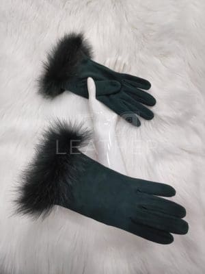 Дамски велурени ръкавици с лисица от ГОЯ Leather. 100% естествена кожа велур с гарнитура от натурална лисица.