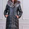 Дамска кожена парка с лисица от ГОЯ Leather. Нов модел издължена парка с качулка и богата подвижна гарнитура от сребърна лисица. 100% естествена кожа.