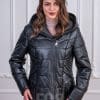 Дамска кожена парка с лисица от ГОЯ Leather. Нов модел издължена парка с качулка и богата подвижна гарнитура от сребърна лисица. 100% естествена кожа.