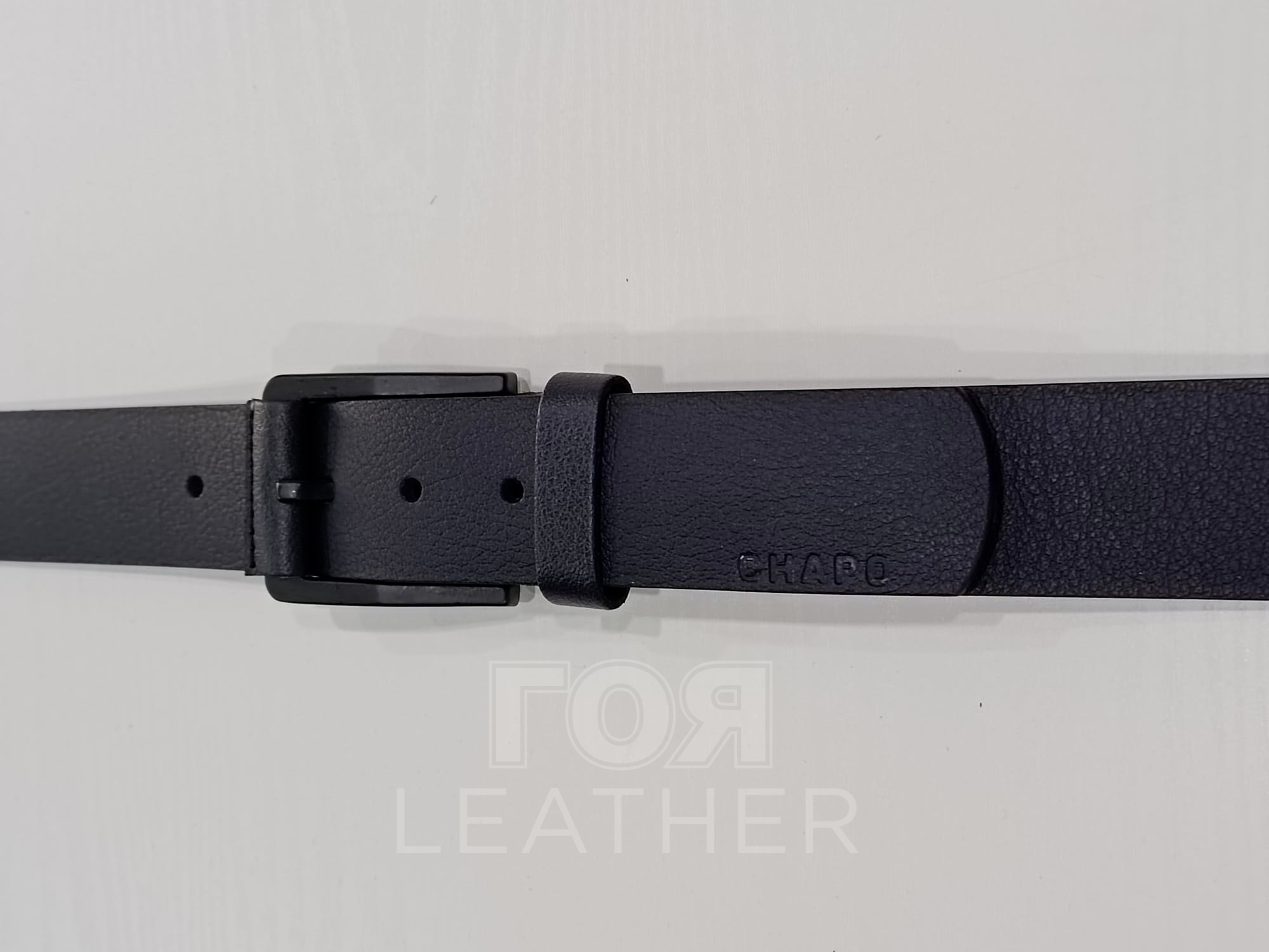 Колан естествена кожа- 16 в цвят тъмно син от ГОЯ Leather. Нов модел колан изработен от 100% естествена кожа. Моделът се предлага в седем дължини, от 100 до 130 см.