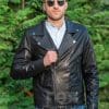 Мъжко кожено кожено яке байкер от ГОЯ Leather. Модел изработен от мека агнешка напа в класическа кройка стил байкер.