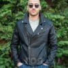 Мъжко кожено кожено яке байкер от ГОЯ Leather. Модел изработен агнешка напа шагрен в класическа кройка стил байкер.
