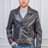 Мъжко кожено кожено яке байкер от ГОЯ Leather. Модел изработен от мека агнешка напа в класическа кройка стил байкер.