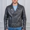 Мъжко кожено кожено яке байкер от ГОЯ Leather. Модел изработен агнешка напа шагрен в класическа кройка стил байкер.