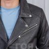 Мъжко кожено кожено яке байкер от ГОЯ Leather. Модел изработен агнешка напа шагрен в класическа кройка стил байкер.