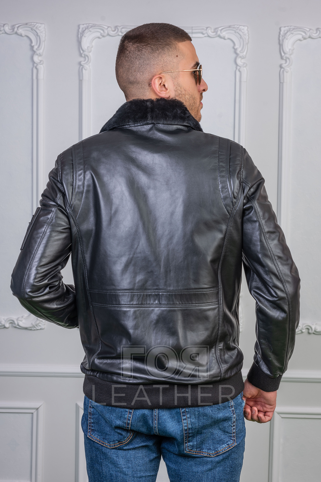 Кожено яке бомбър от 100% естествена кожа. Нов оригинален модел мъжко кожено яке от ГОЯ Leather колекция 2022 г.