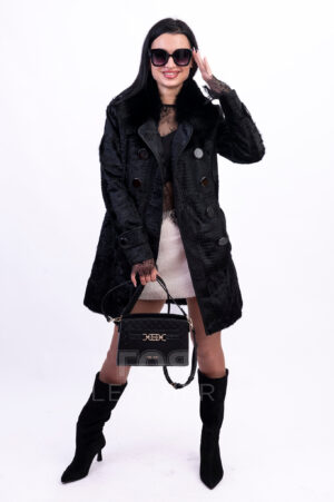 Дамско ексклузивно манто от пони с лисица E- 7237